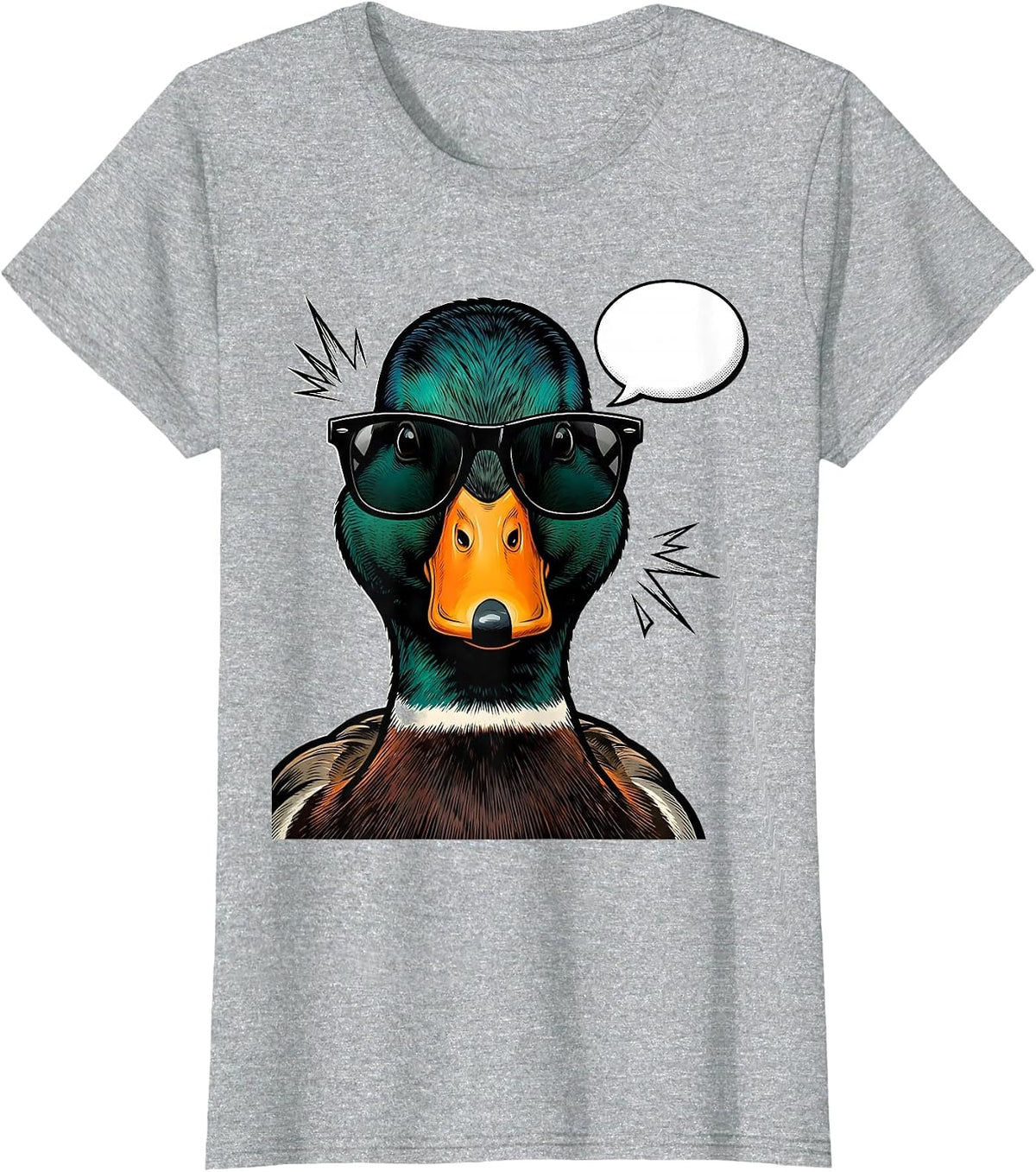 Duck Sunglasses Comic Book Novelty Gift T-Shirt - Heather Grey