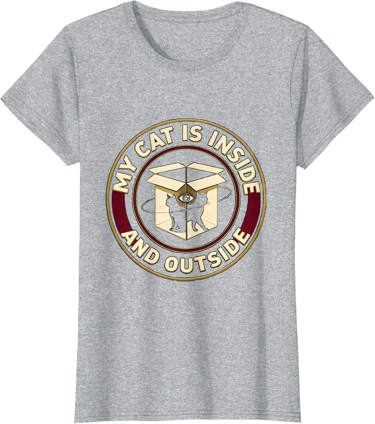 Women's My Cat Is Inside And Outside Funny Quantum Physics Cat Lover T-Shirt - Heather Grey