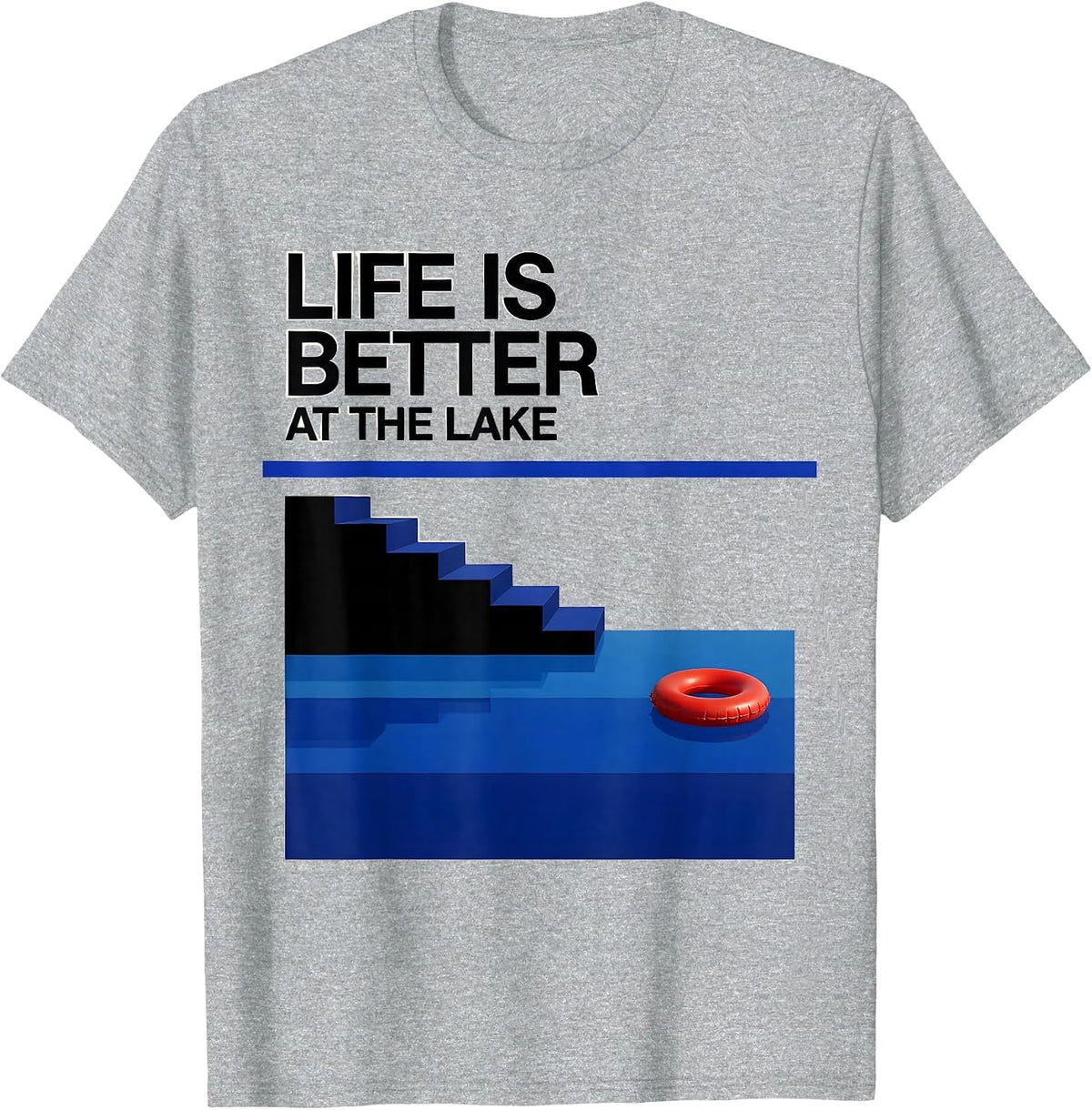 Men's Life Is Better At The Lake Funny Lake Life Boater Kayak T-Shirt - Heather Grey