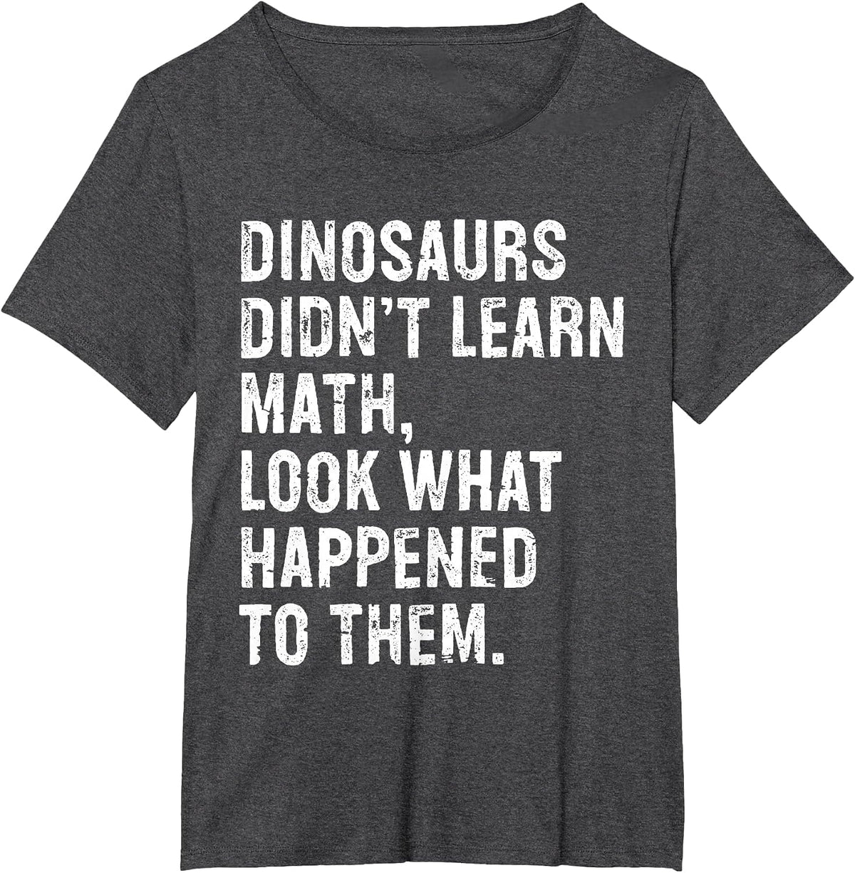Dinosaurs Didn't Learn Math Funny Math Teacher T-Shirt - Dark Heather Grey