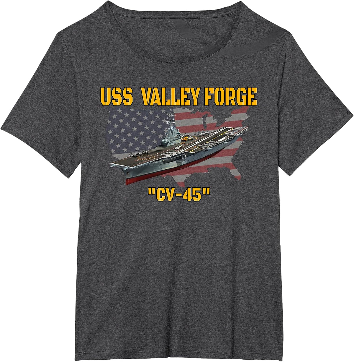 Aircraft Carrier USS Valley Forge CV-45 Veterans Day Fathers T-Shirt - Dark Heather Grey