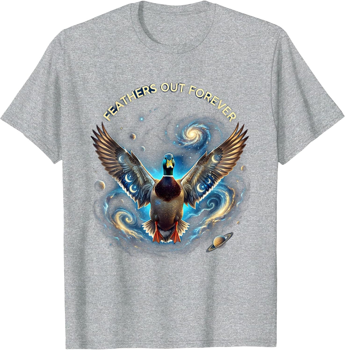 Men's Feathers Out Forever Duck Graphic Design T-Shirt - Heather Grey