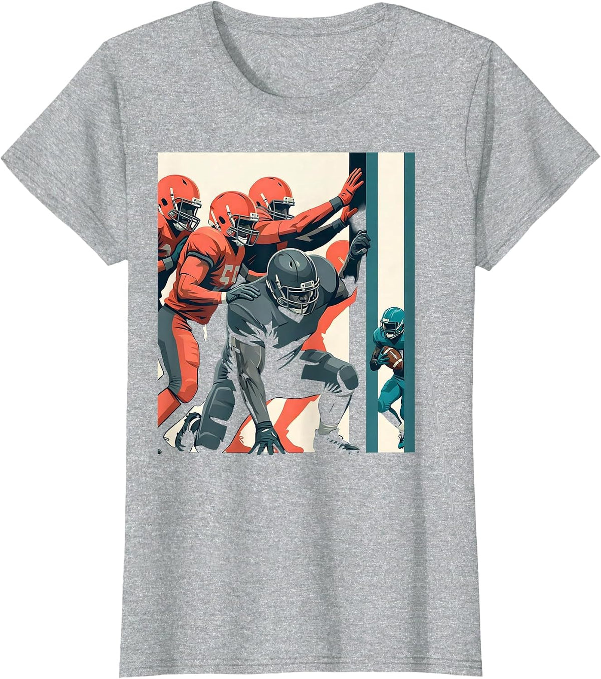 Women's Offensive Lineman Running Lane Football Fan Humor T-Shirt - Heather Grey