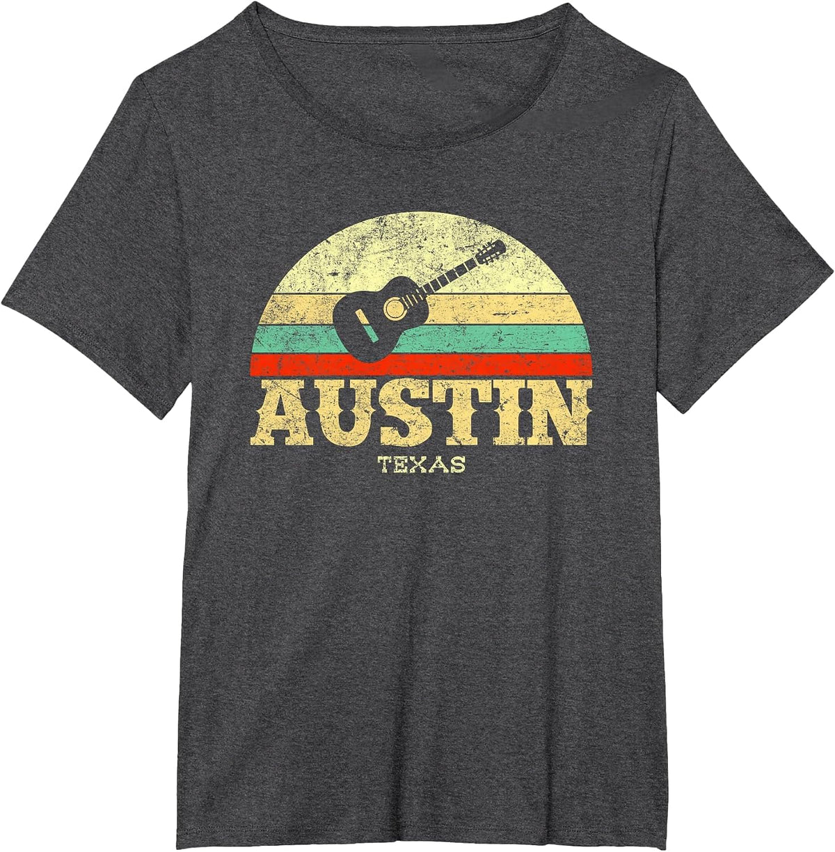 Retro Austin Texas Guitar Shirt Vintage Lone Star State Tee T-Shirt - Dark Heather Grey