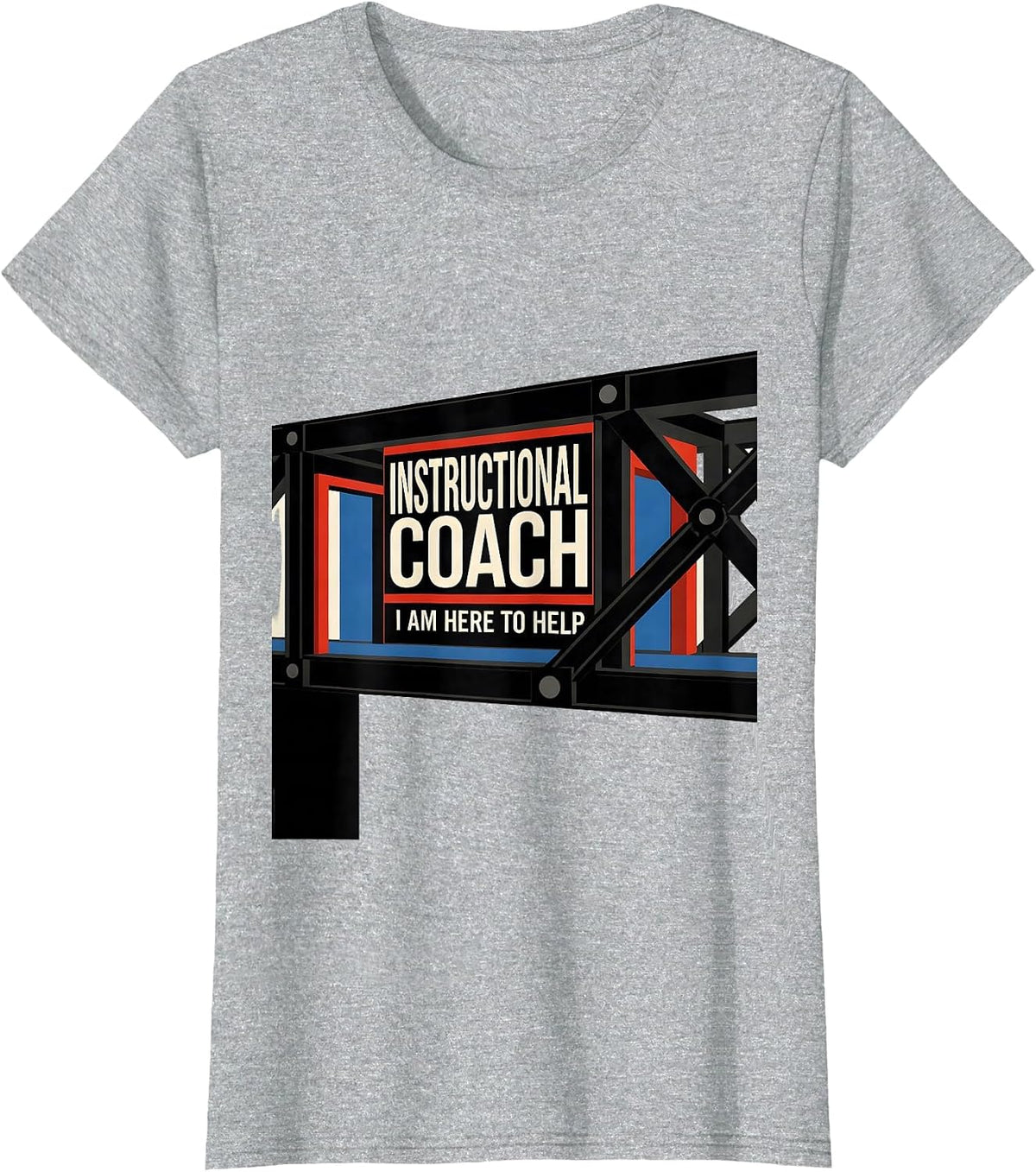 Instructional Coach I Am Here To Help Bauhaus Modernist T-Shirt - Heather Grey