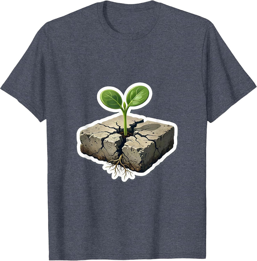 Social Worker Seedling Rising From Concrete Design T-Shirt - Heather Blue