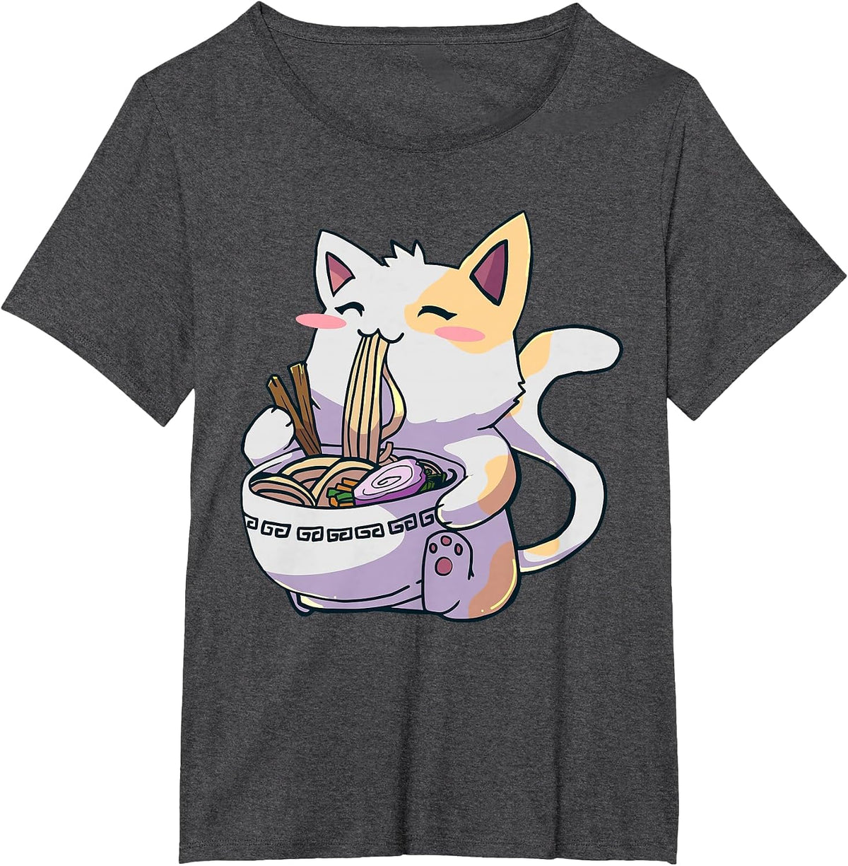 Ramen Cat Kawaii Anime Japanese Kawaii Neko T-Shirt - Dark Heather Grey