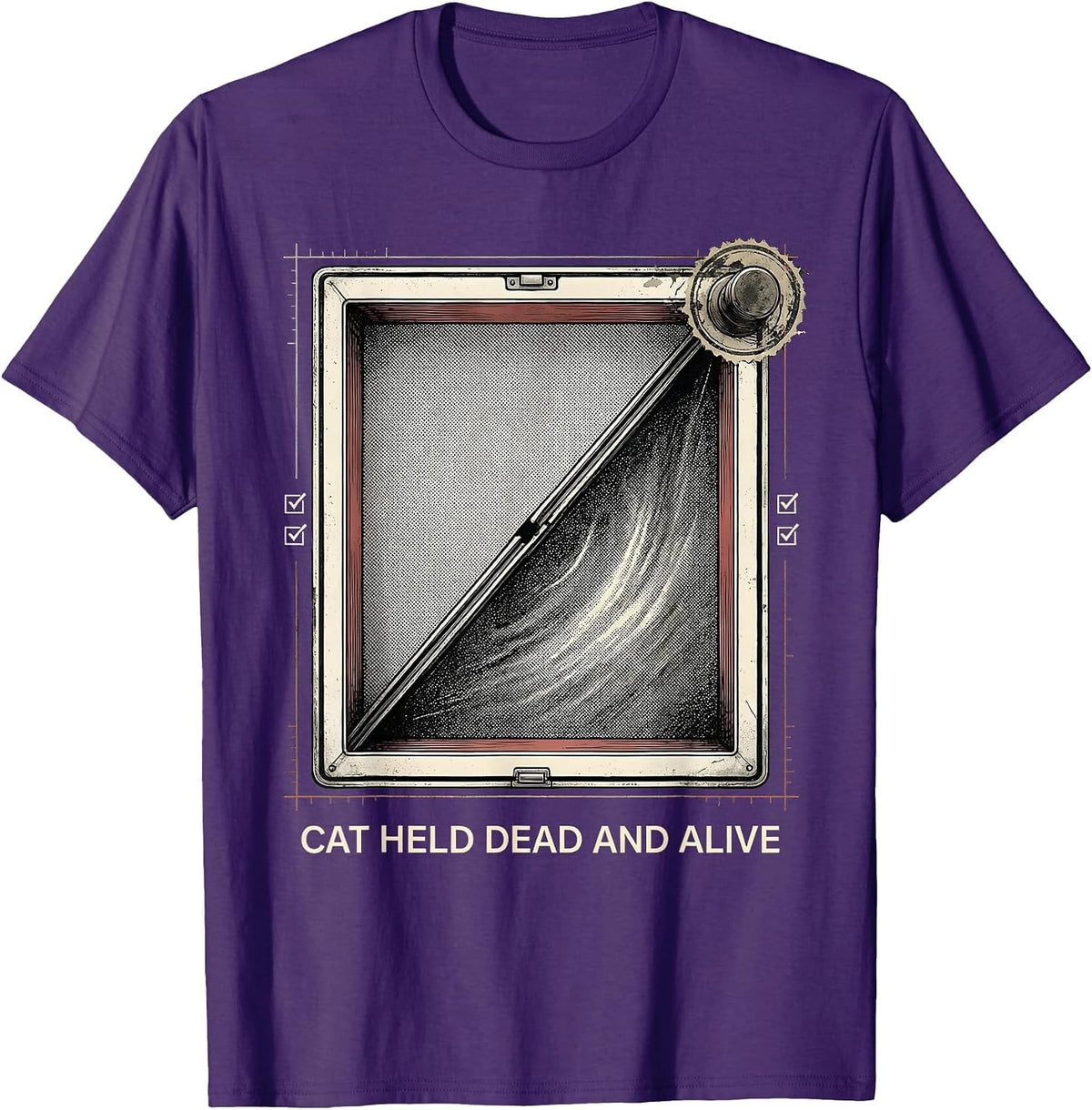 Men's Cat Held Dead And Alive Funny Quantum Physics Science Humor T-Shirt - Purple