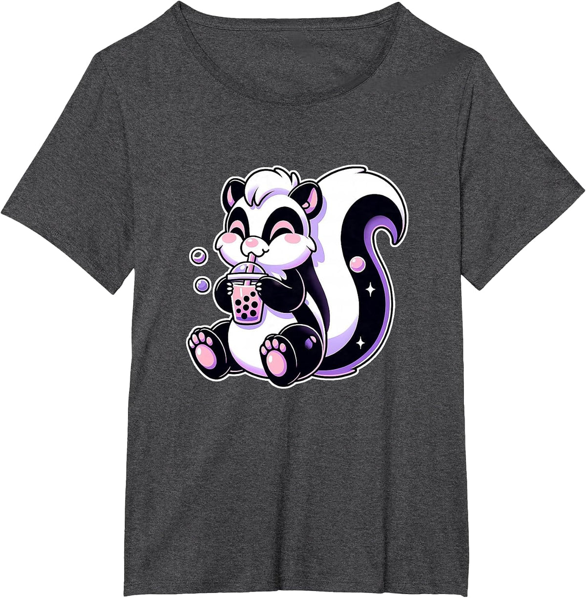 Pastel Goth Skunk Bubble Tea T-Shirt - Dark Heather Grey