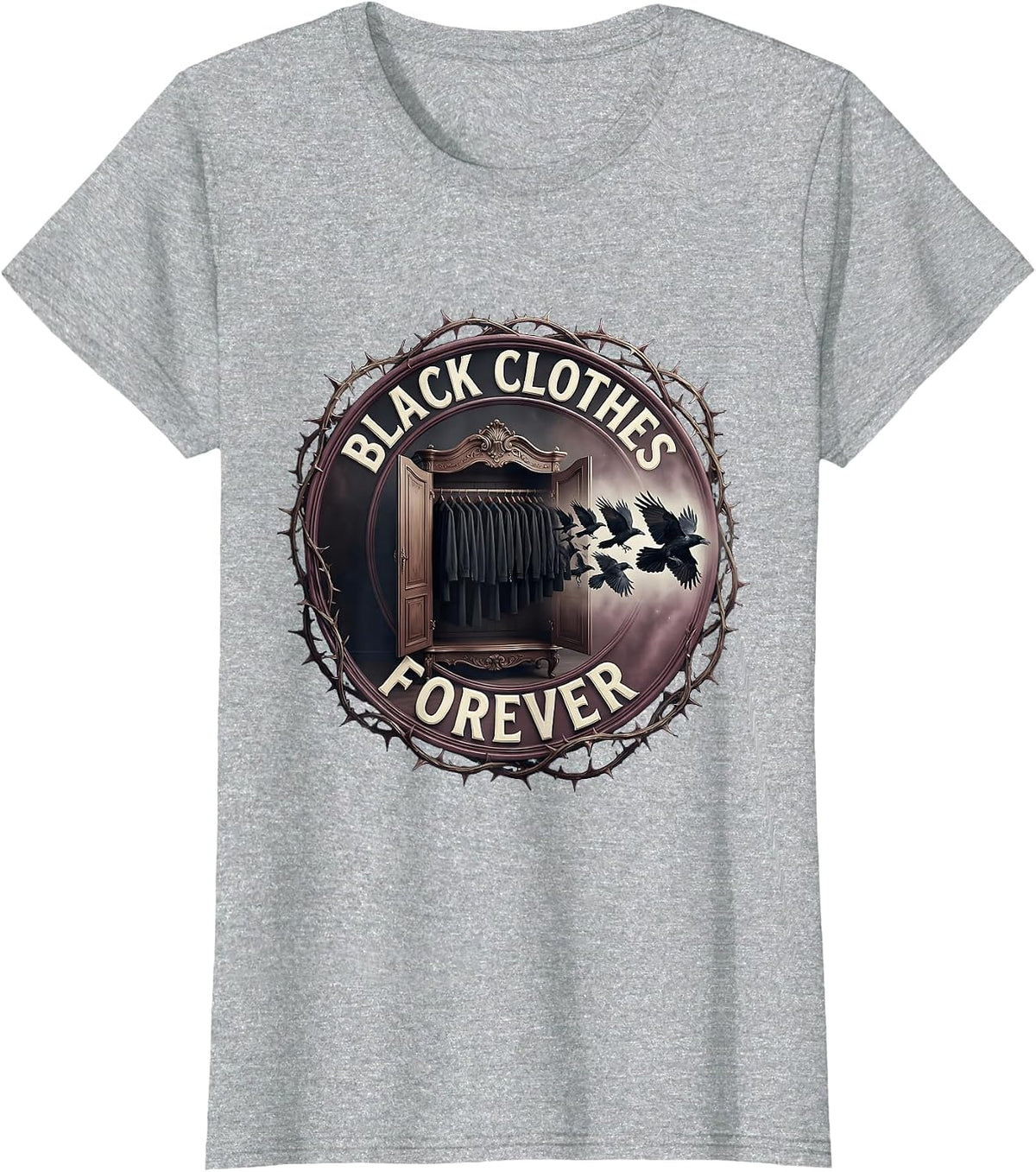Black Clothes Forever Gothic Dark Aesthetic Design T-Shirt - Heather Grey