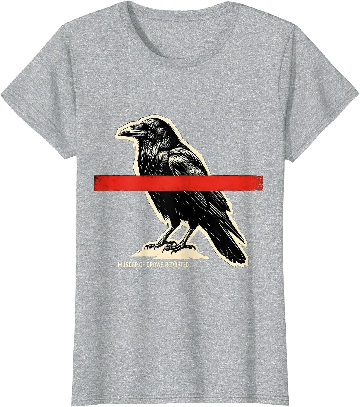 Murder Of Crows Reported Stencil Dark Humor Gothic Crow T-Shirt - Heather Grey