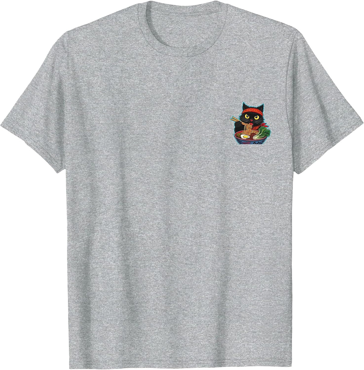 Cat Ramen Noodle Japanese Manga Cat T-Shirt - Heather Grey