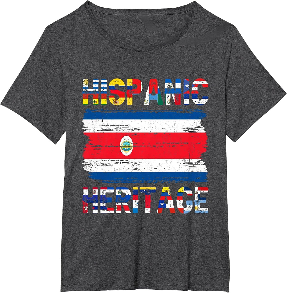 Vintage Costa Rica Costa Rican Flag Pride Hispanic Heritage T-Shirt - Dark Heather Grey