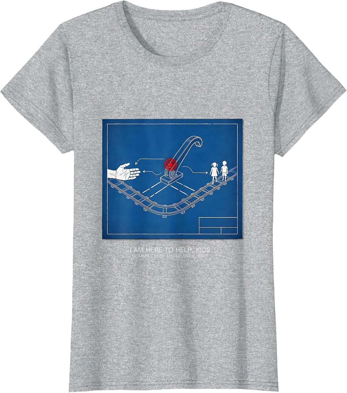 I Am Here To Help, Kids — Commas Keep The Meaning Kind T-Shirt - Heather Grey