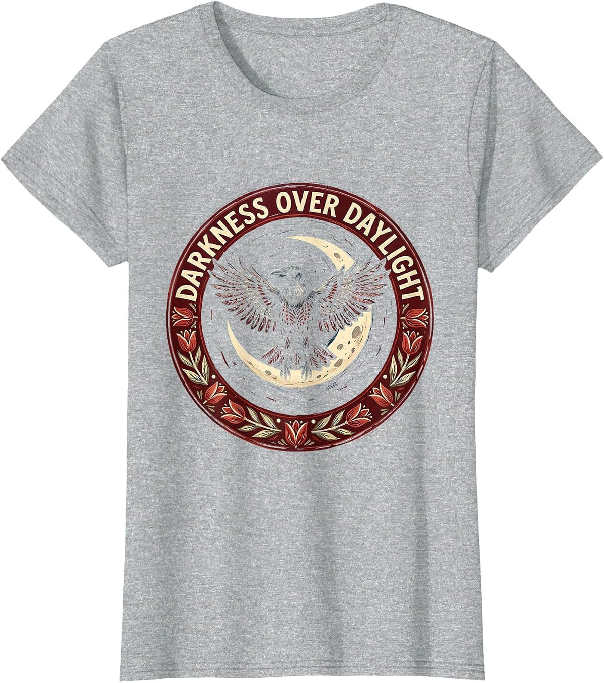 Darkness Over Daylight Gothic Dark Aesthetic Design T-Shirt - Heather Grey