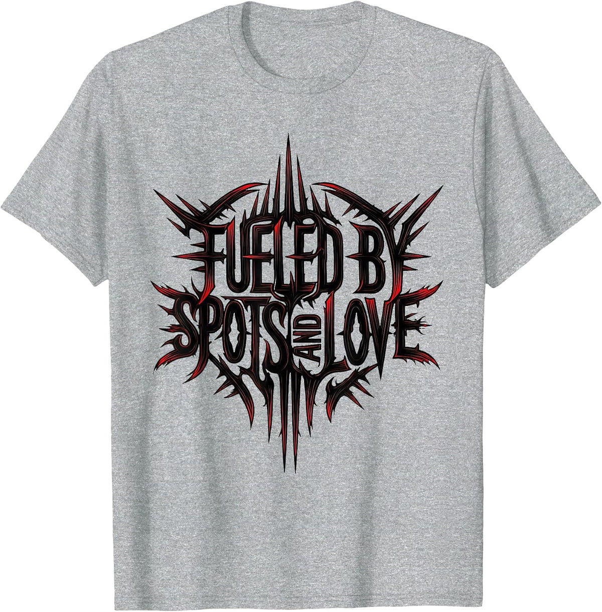 Men's Fueled by Spots and Love Dalmatian Design T-Shirt - Heather Grey