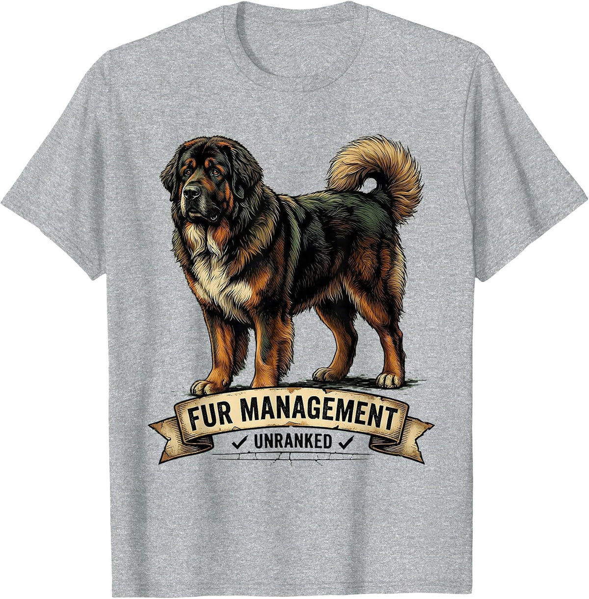 Men's Fur Management, Unranked Funny Great Pyrenees Dog Owner T-Shirt - Heather Grey