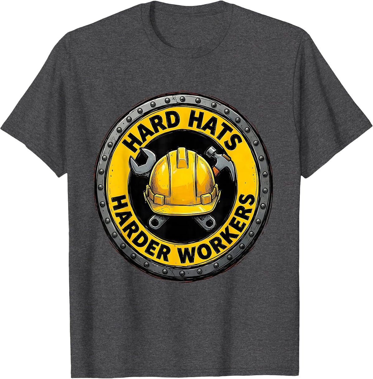 Men's Hard Hats Harder Workers Blue Collar Pride T-Shirt - Dark Heather Grey
