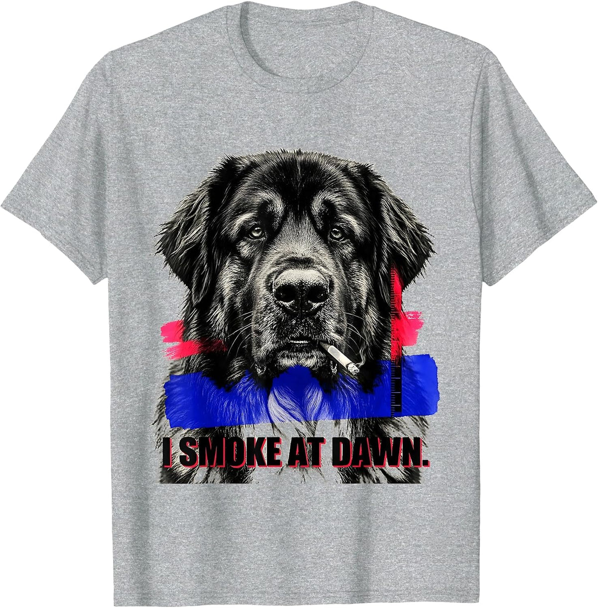 Men's I Smoke At Dawn Funny Great Pyrenees Dog Meme Humor T-Shirt - Heather Grey