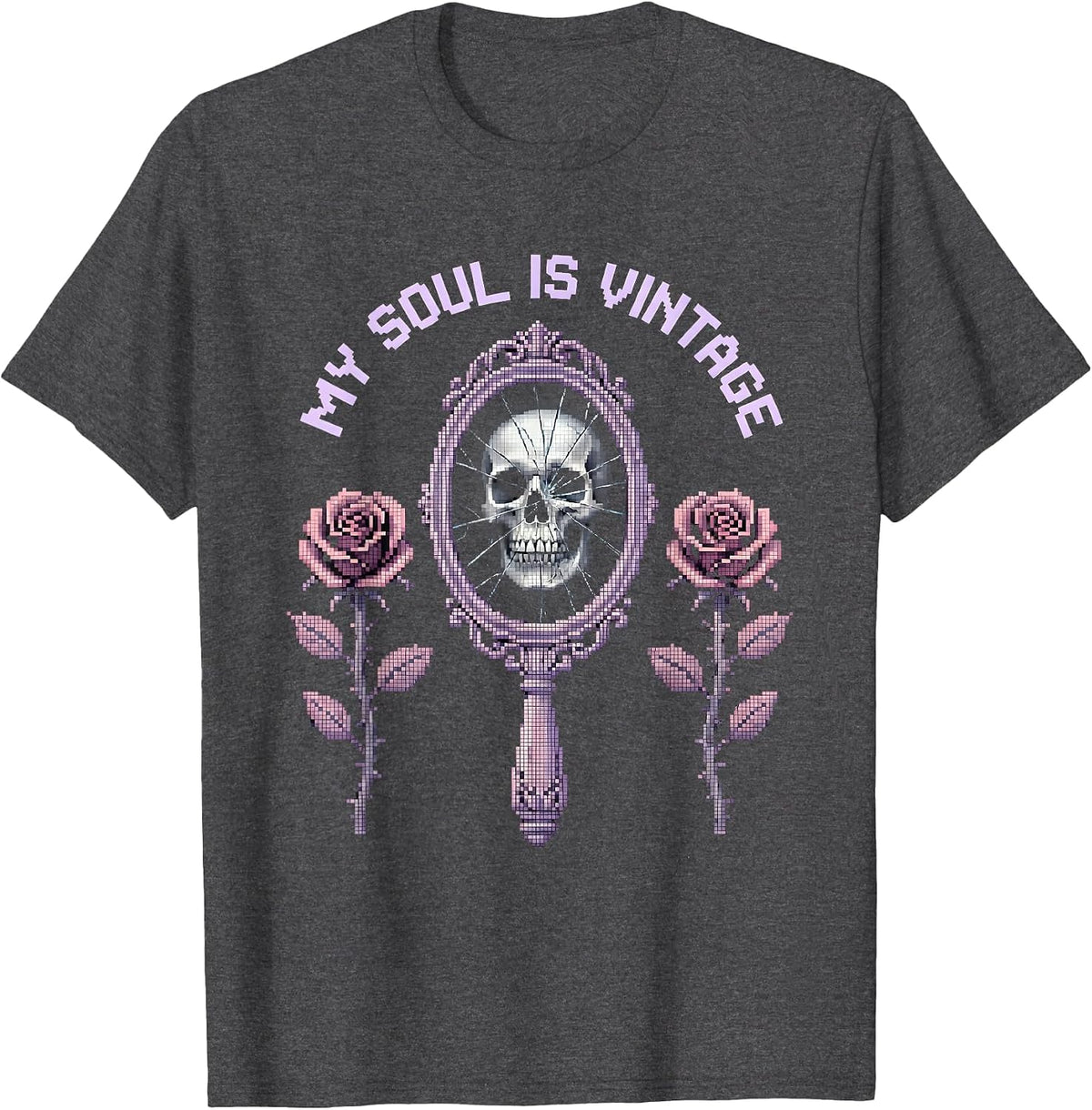 My Soul Is Vintage Goth Dark Aesthetic Design T-Shirt - Dark Heather Grey