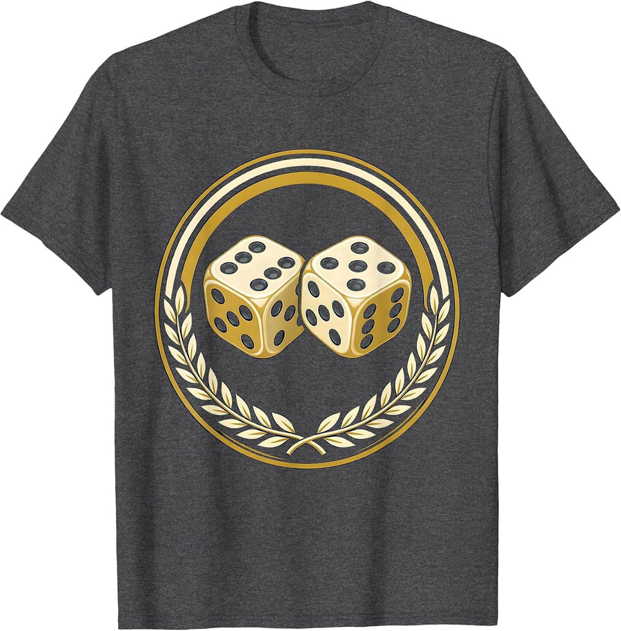 Men's Lucky Dice 6 and 7 Roll Graphic Design T-Shirt - Dark Heather Grey