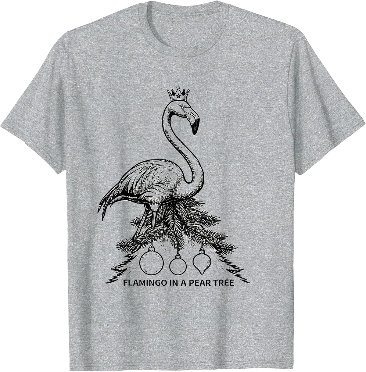 Men's Flamingo In A Pear Tree Funny Pink Flamingo Tropical T-Shirt - Heather Grey