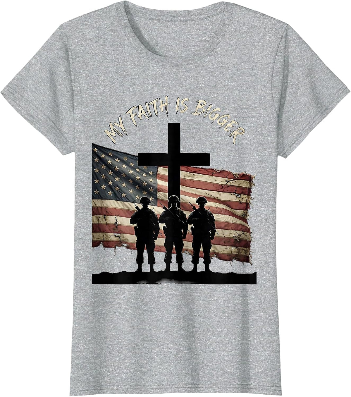 My Faith Is Bigger Faith Over Fear Design T-Shirt - Heather Grey