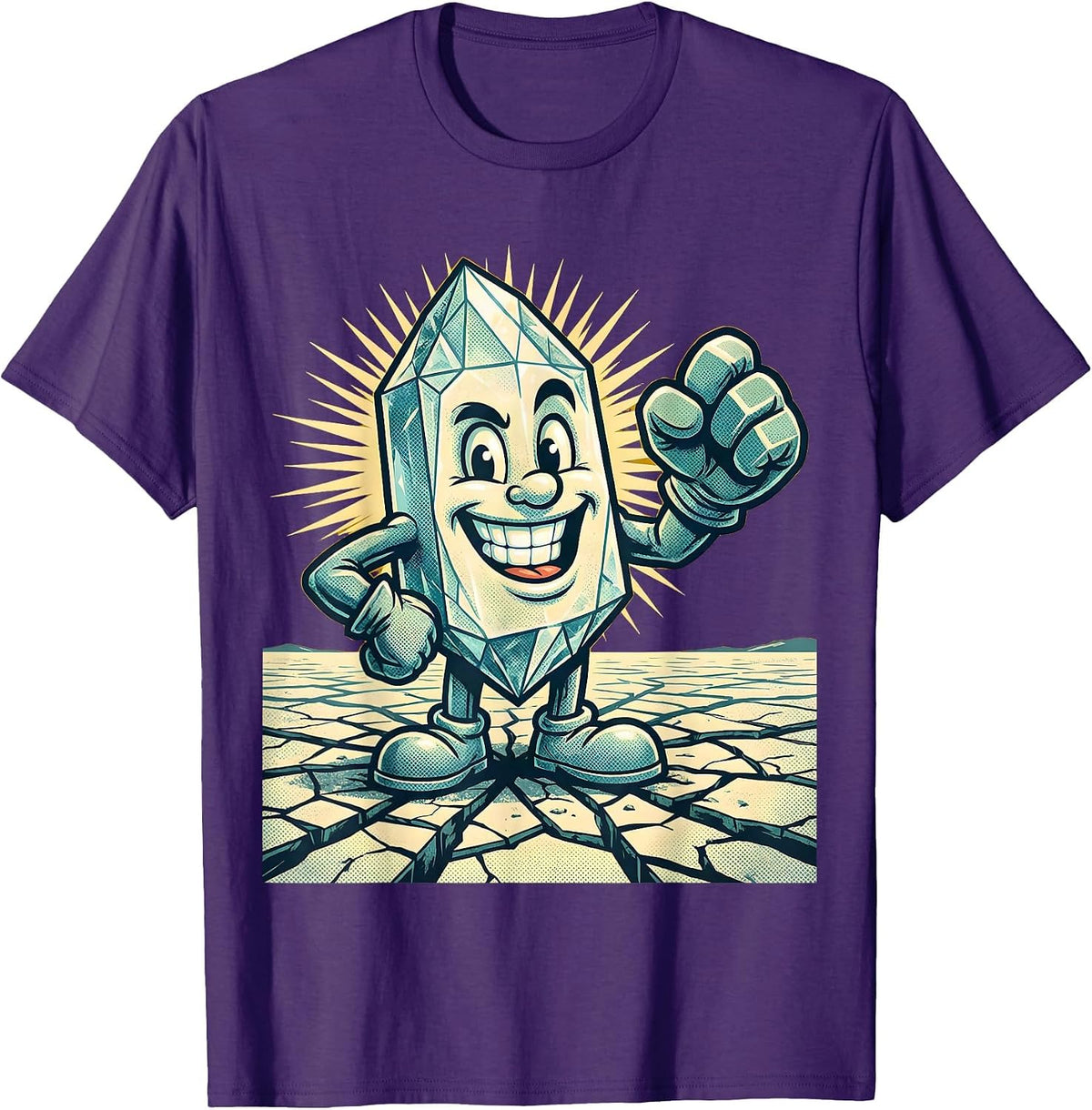 Cracked Salt Lake Bed Desert Earth Graphic T-Shirt - Purple