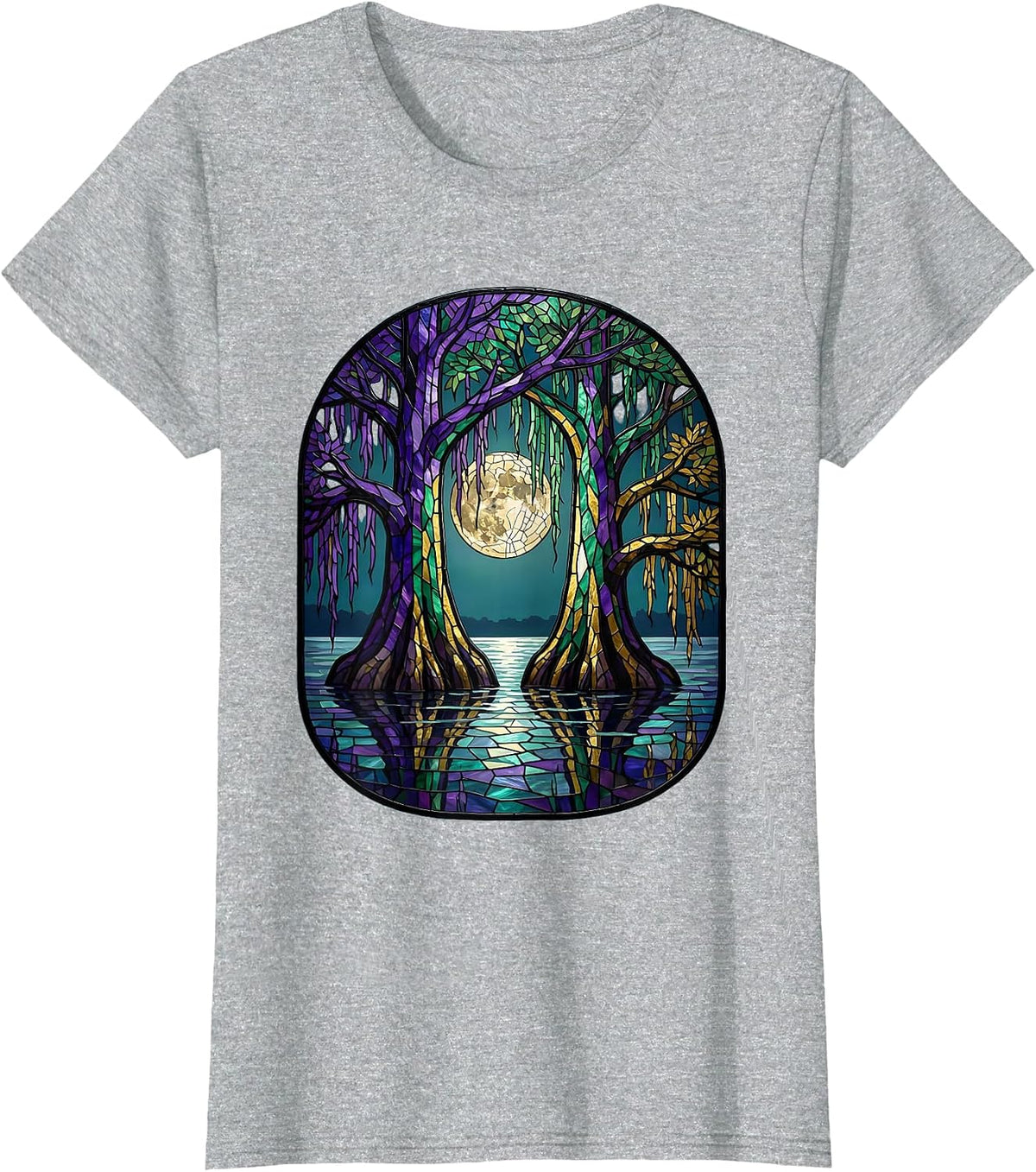 Mardi Gras Bayou Cypress Trees Spanish Moss T-Shirt - Heather Grey