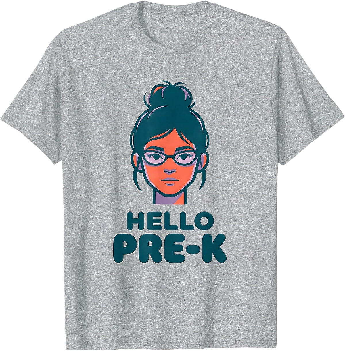 Men's Hello Pre-K Messy Bun Girl First Day of School T-Shirt - Heather Grey