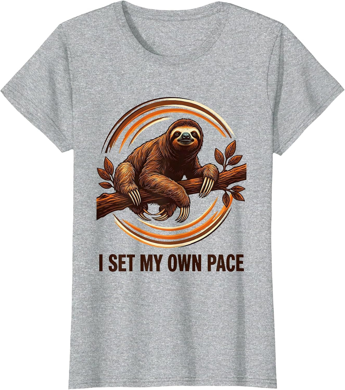 Women's I Set My Own Pace Funny Sloth Lover Lazy Humor Gift T-Shirt - Heather Grey