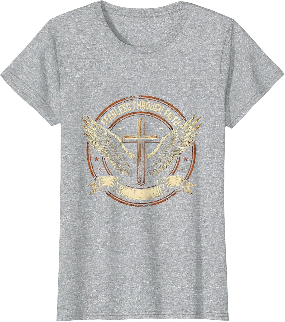 Fearless Through Faith Faith Over Fear Design T-Shirt - Heather Grey