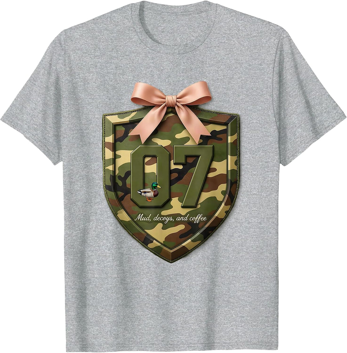 Men's Mud Decoys and Coffee Duck Camo Design T-Shirt - Heather Grey