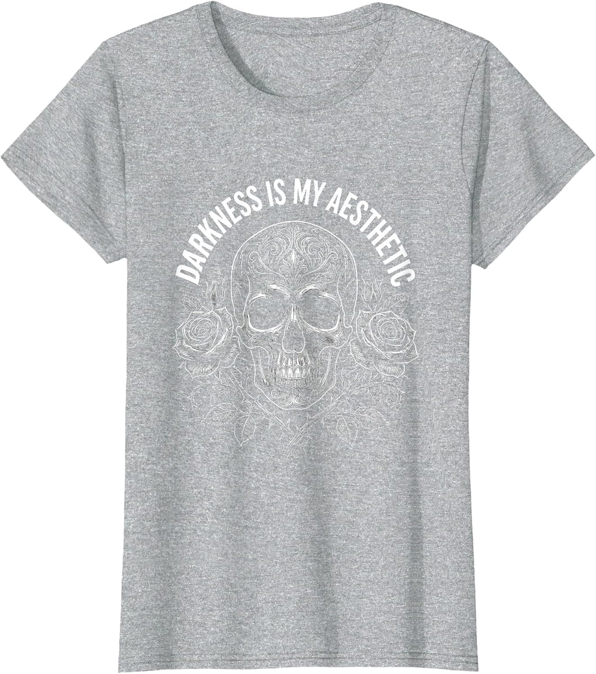Darkness Is My Aesthetic Goth Design T-Shirt - Heather Grey