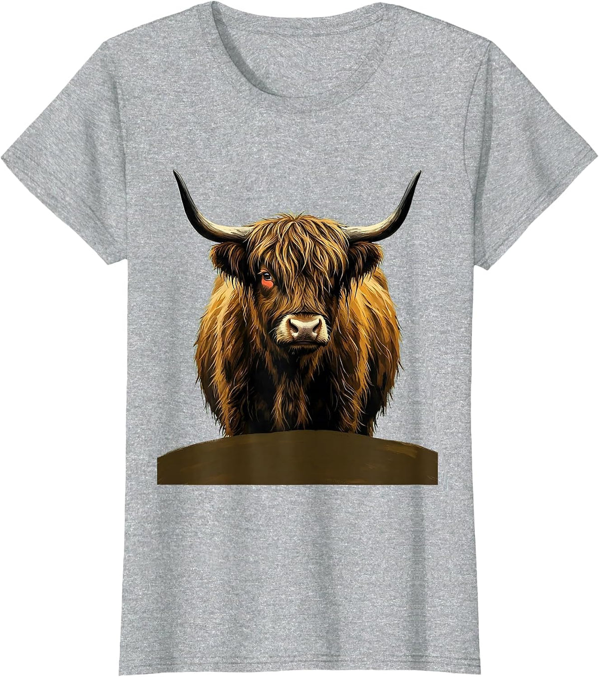 Highland Cow Cute Shaggy Fringe Whimsical Humor T-Shirt - Heather Grey
