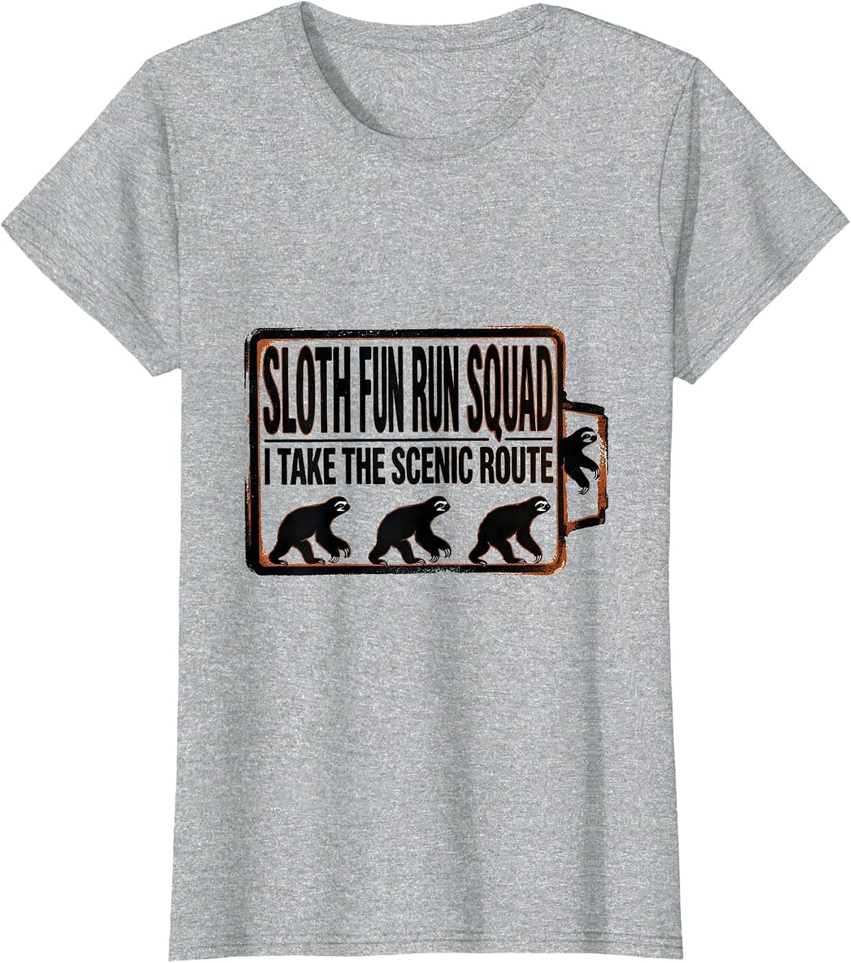 Women's Sloth Fun Run Squad I Take The Scenic Route Funny T-Shirt - Heather Grey