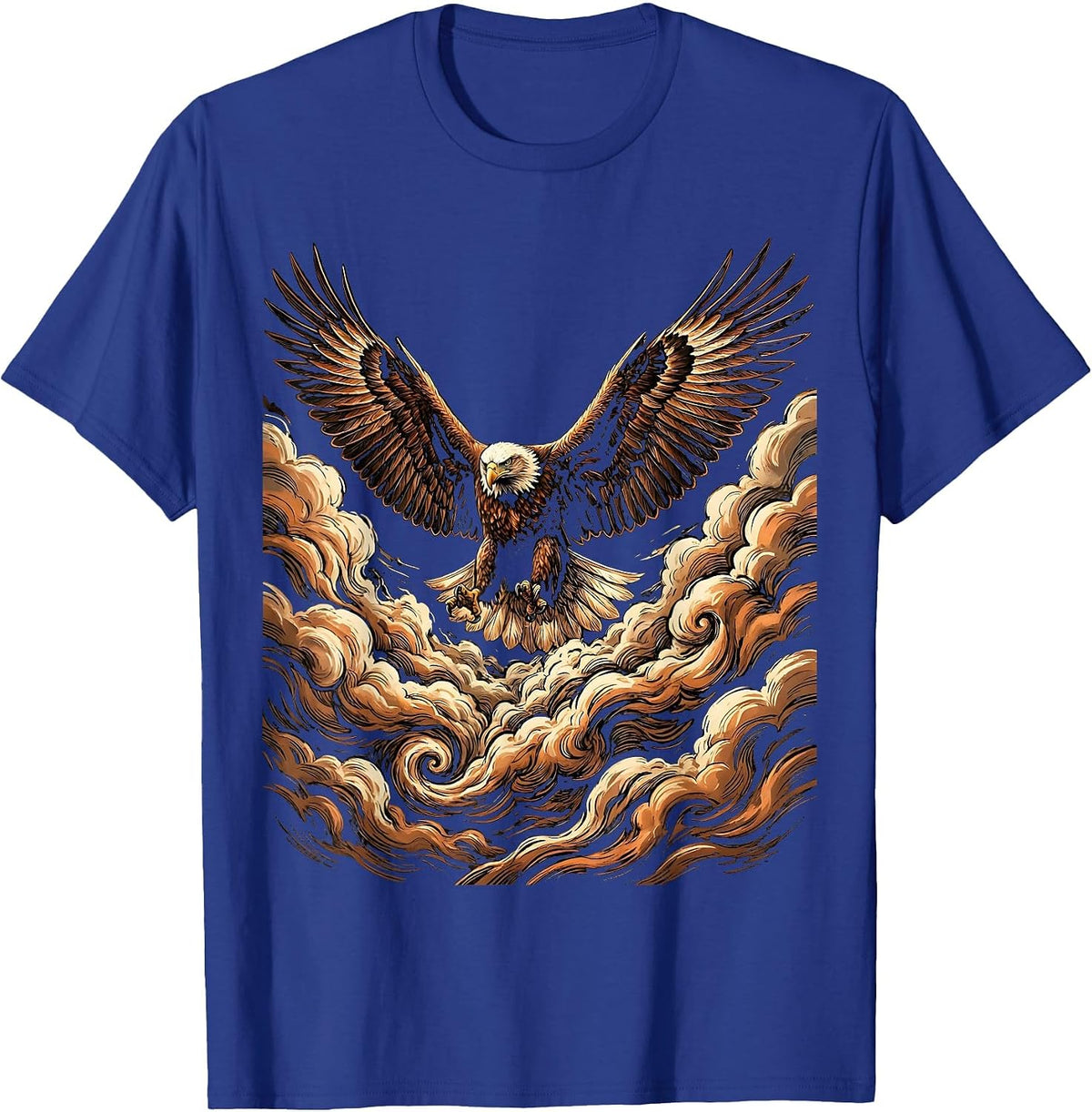 Men's Eagle Soaring Through Storm Clouds Faith Over Fear T-Shirt - Royal Blue
