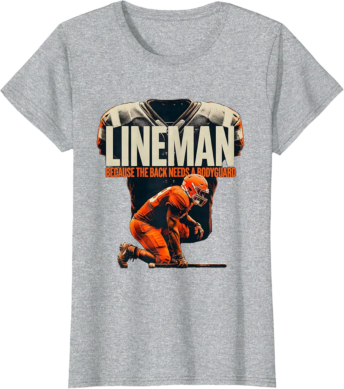 Women's Lineman Because The Back Needs A Bodyguard Funny T-Shirt - Heather Grey