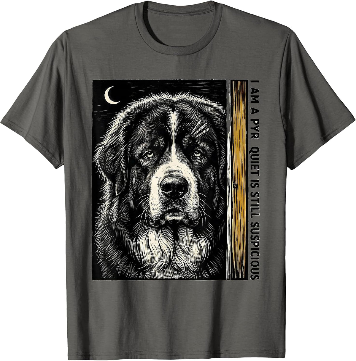 I Am A Pyr, Quiet Is Still Suspicious Funny Great Pyrenees T-Shirt - Asphalt Grey