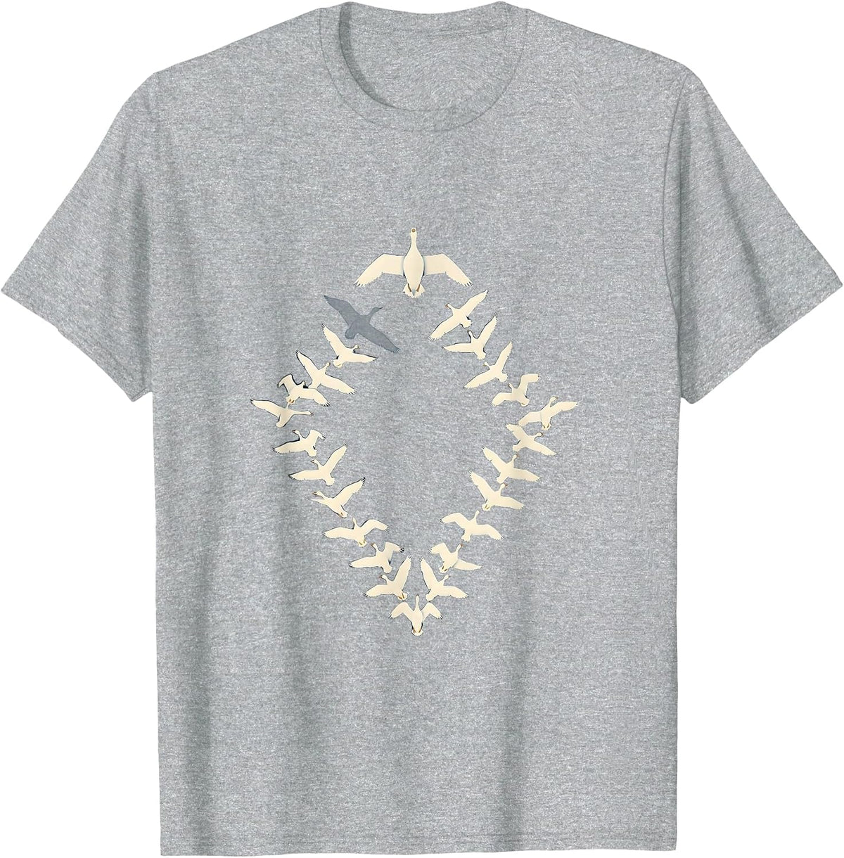Men's Duck Flock V-Formation Overhead View Graphic T-Shirt - Heather Grey