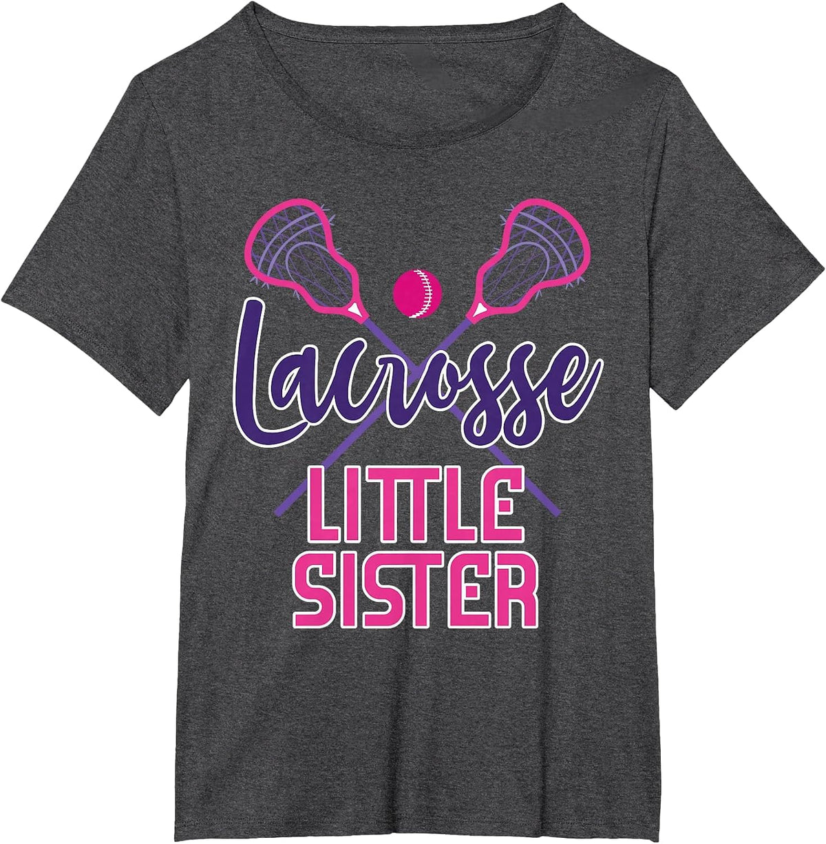 Cute Lacrosse Little Sister T-Shirt - Dark Heather Grey