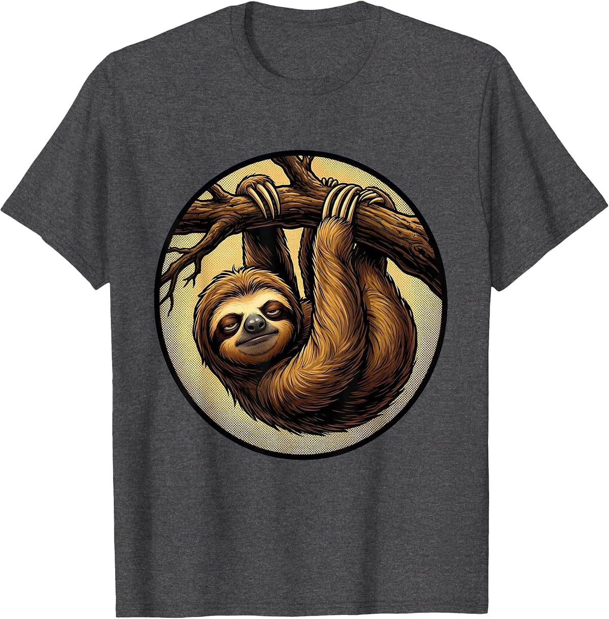 Men's Sloth Hanging Upside Down From Branch Graphic T-Shirt - Dark Heather Grey