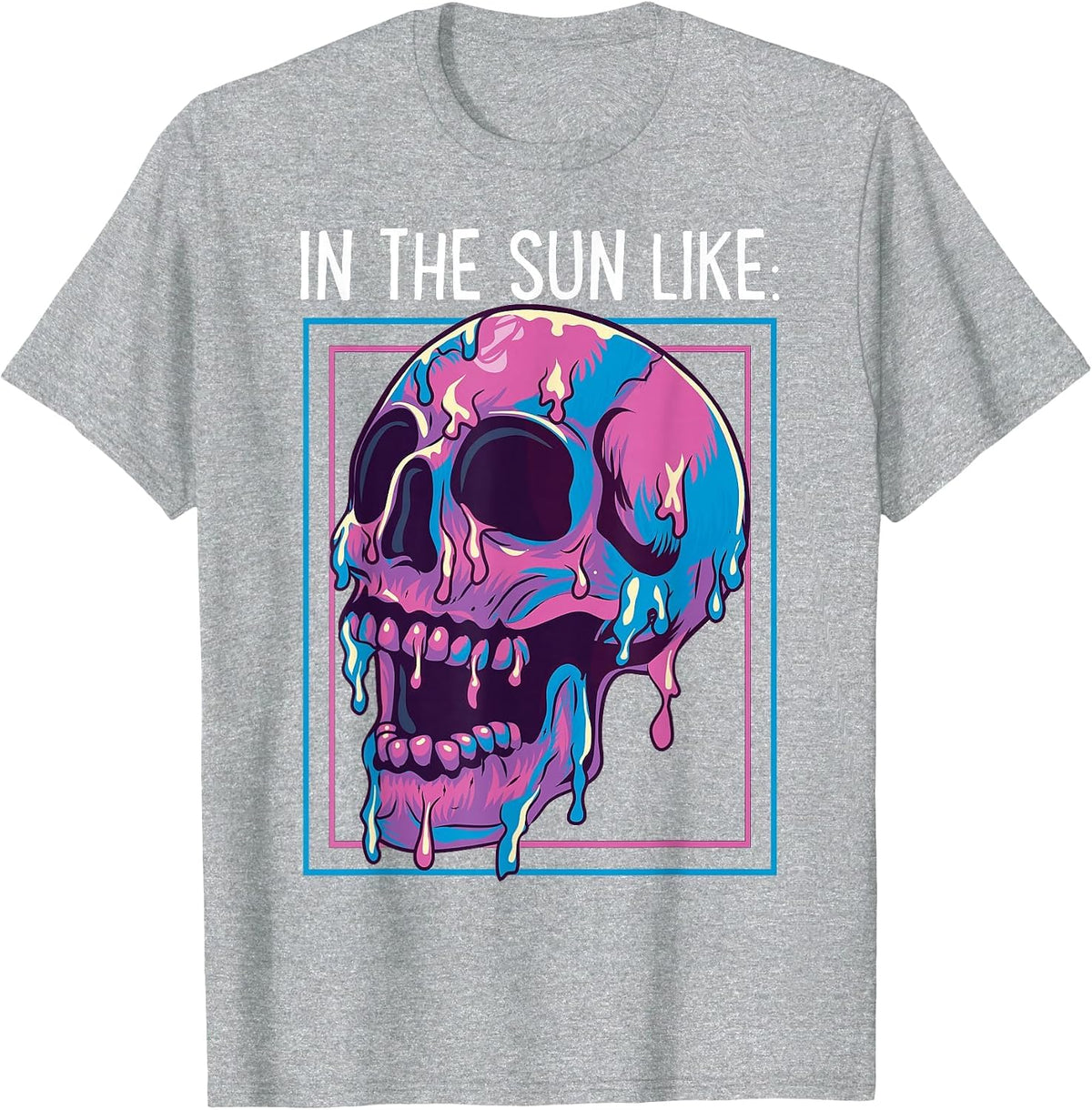 Pastel Goth Melting Skull in The Sun Like T-Shirt - Heather Grey