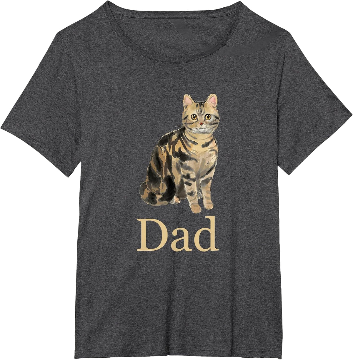 American Shorthair Brown Tabby Cat Dad Shirt Daddy Father T-Shirt - Dark Heather Grey