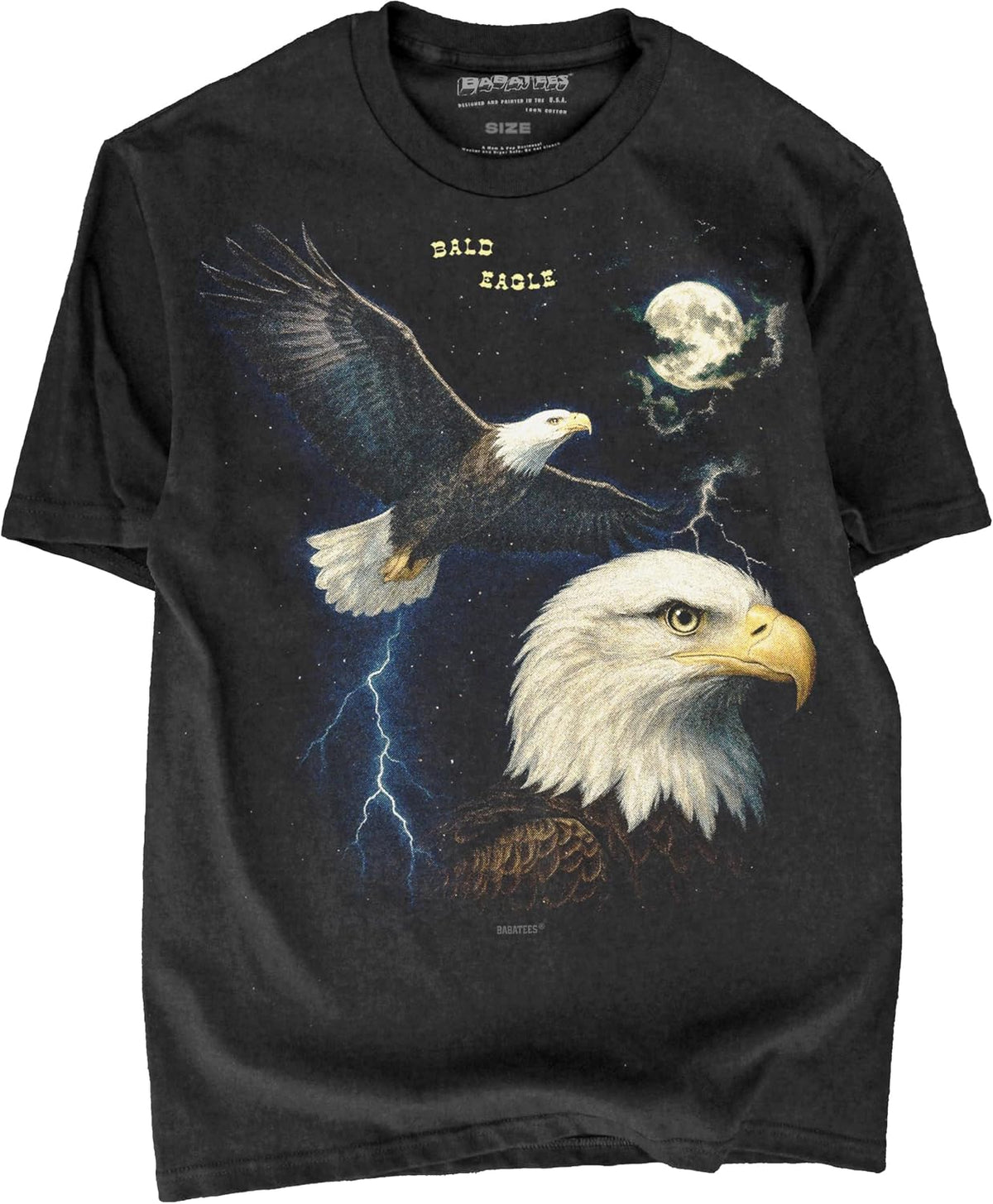 Moonlit Bird Artwork Premium Black T-Shirt for Men & Women - Bald Eagle
