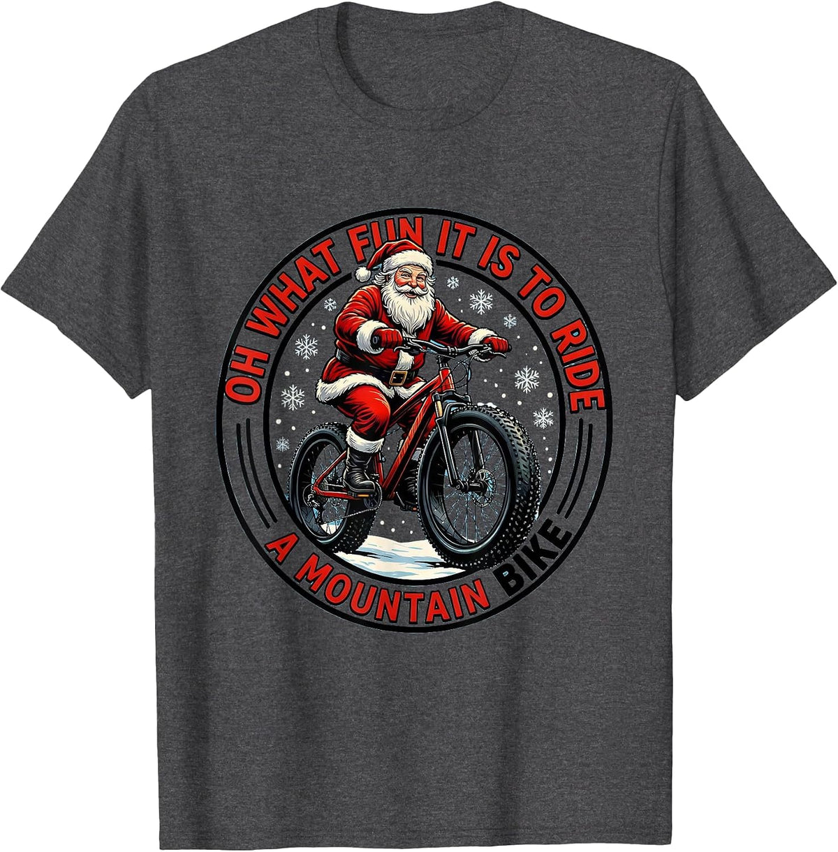 Men's Oh What Fun It Is To Ride A Mountain Bike Biker T-Shirt - Dark Heather Grey
