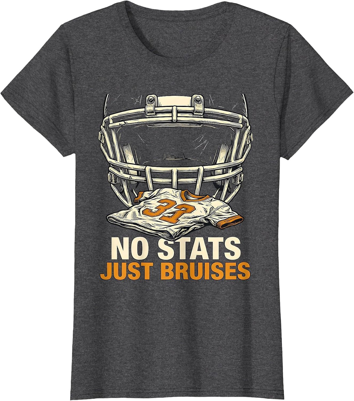 Women's No Stats Just Bruises Funny Offensive Lineman Football T-Shirt - Dark Heather Grey