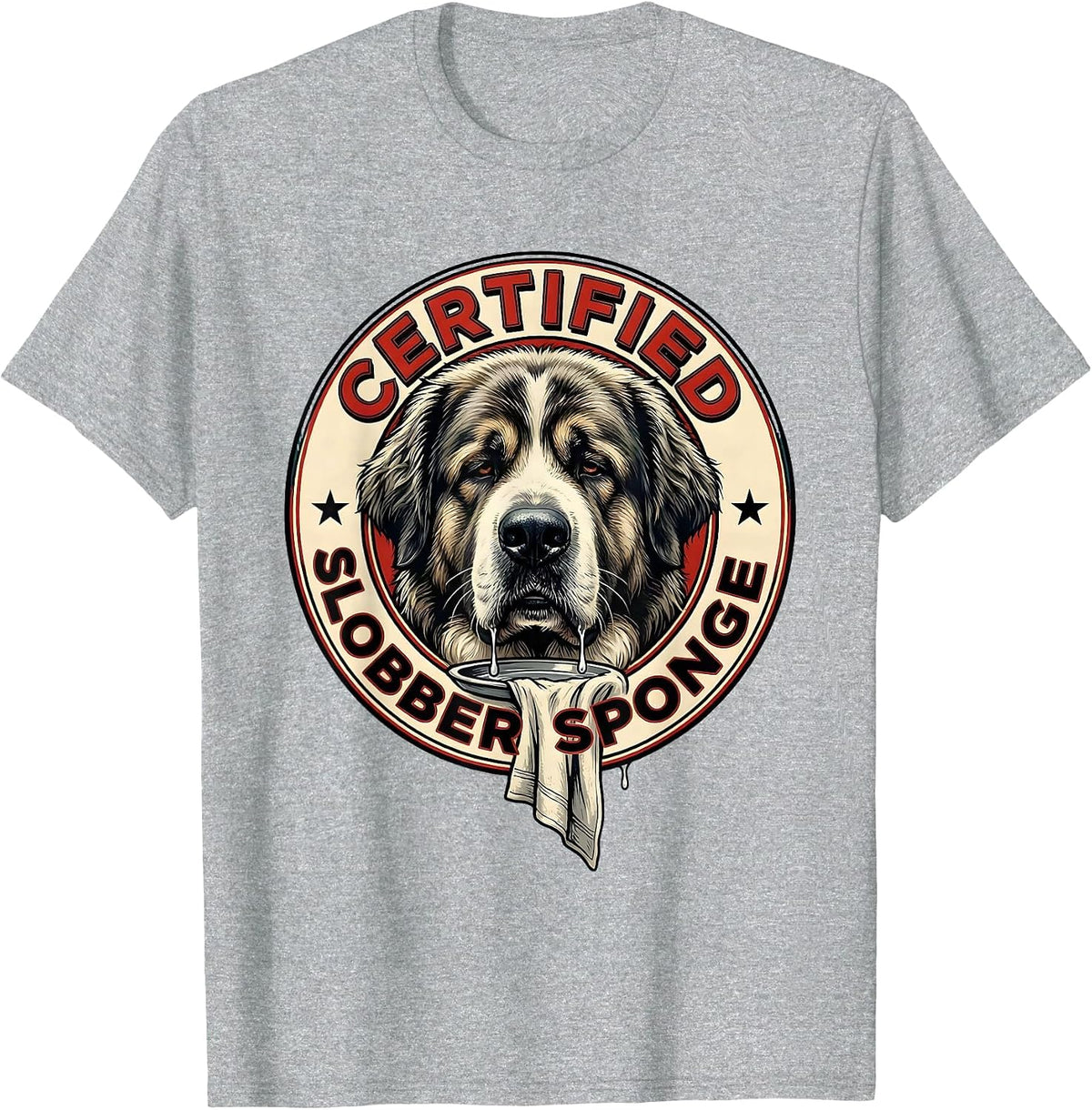Men's Certified Slobber Sponge Funny Great Pyrenees Dog Mom Dog T-Shirt - Heather Grey