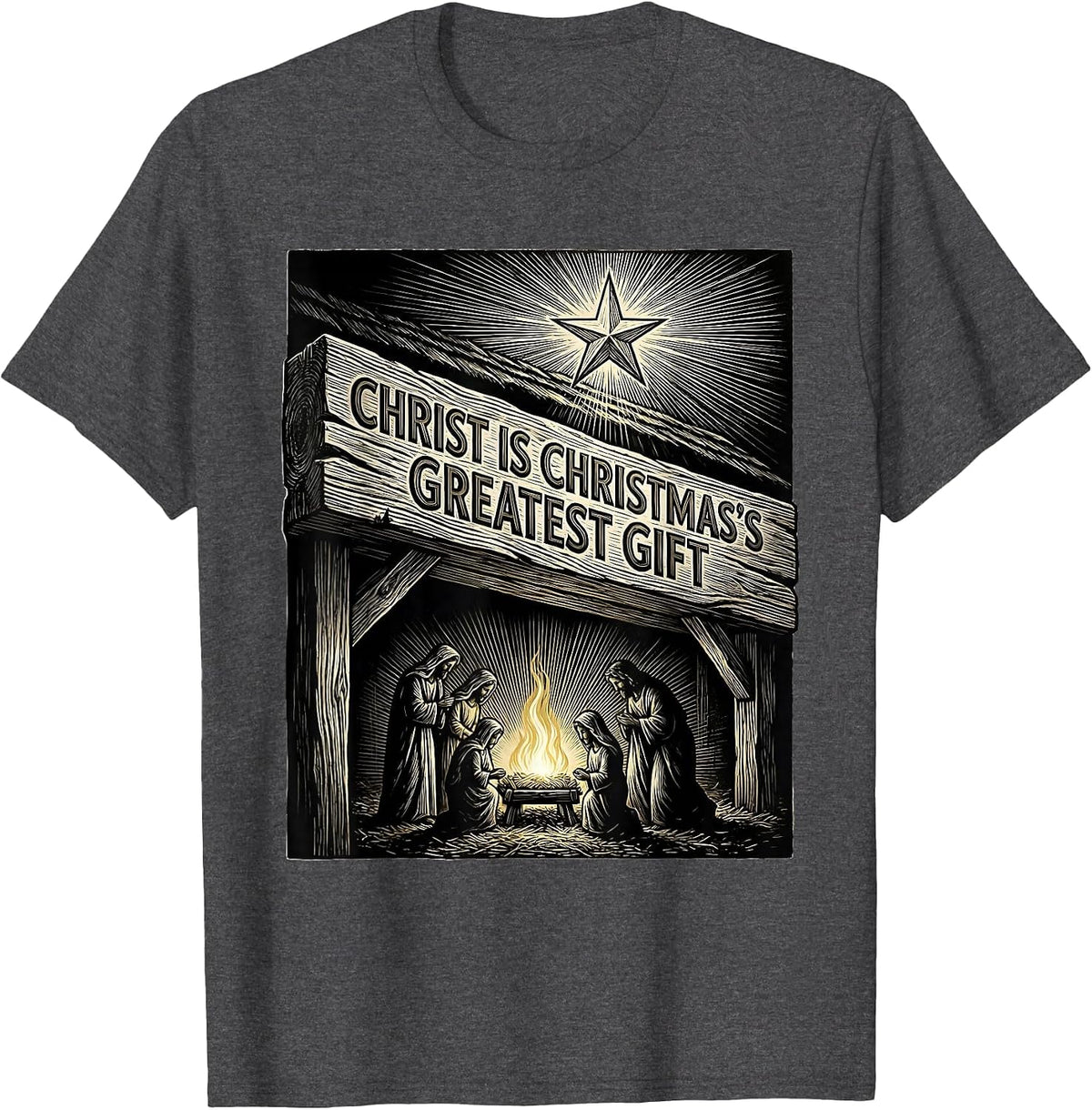 Christ Is Christmas's Greatest Gift Religious Christian T-Shirt - Dark Heather Grey