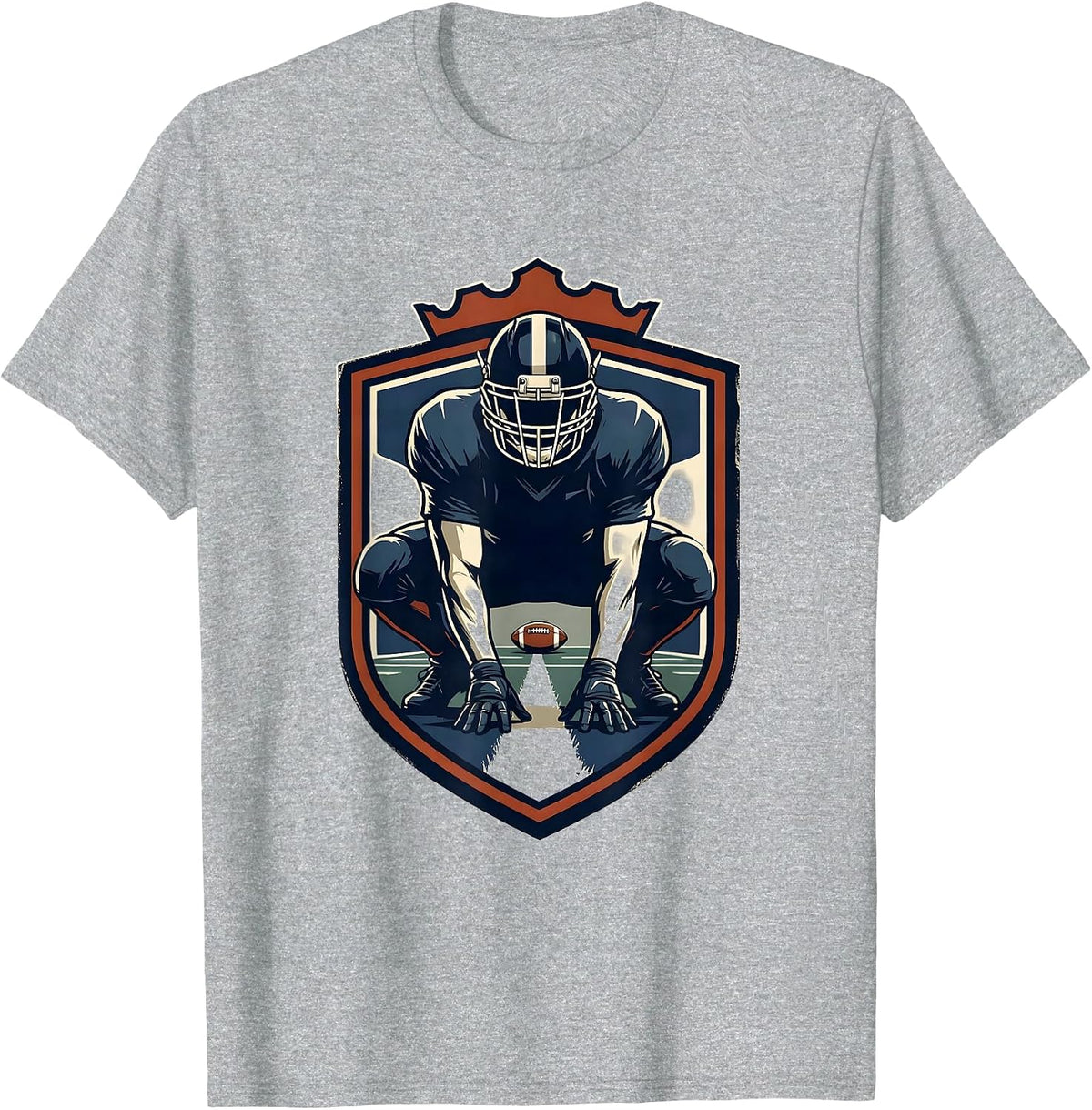Men's Lineman Shield Emblem Football Player Humor T-Shirt - Heather Grey
